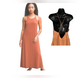 Francisco Costa Peach Spaghetti Strap Maxi Dress 8 Women‎ Fitted Feminine